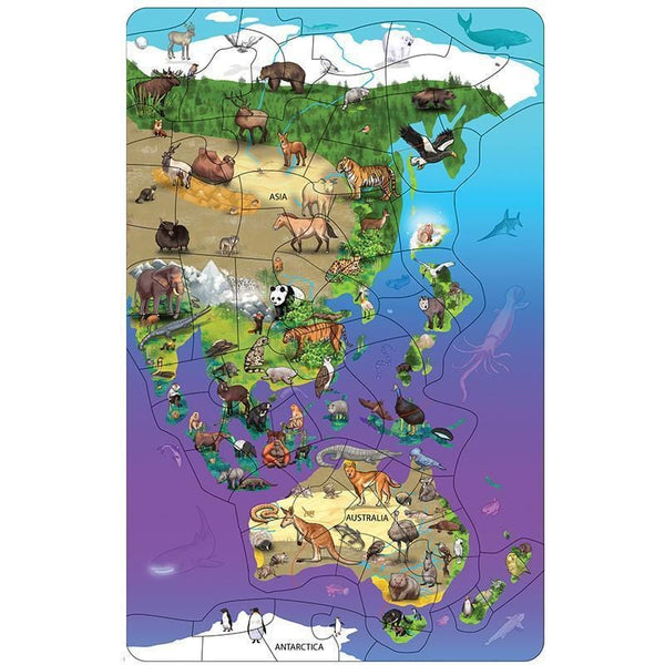 WILDLIFE MAP PUZZLE ASIA AUSTRALIA-Learning Materials-JadeMoghul Inc.