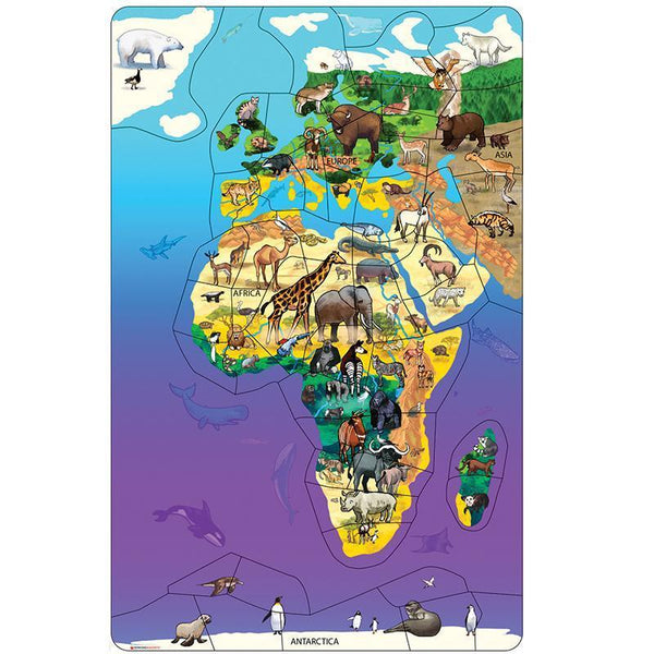 WILDLIFE MAP PUZZLE EURASIA AFRICA-Learning Materials-JadeMoghul Inc.