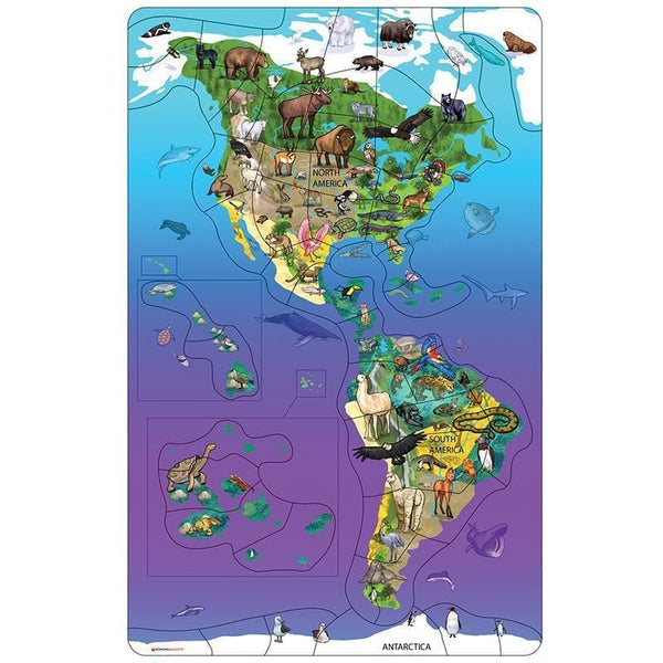 WILDLIFE PUZZLE NORTH SOUTH AMERICA-Learning Materials-JadeMoghul Inc.