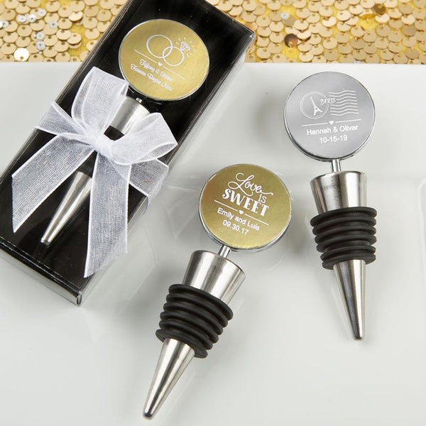 Wine bottle stoppers from our Personalized Metallics Collection-Personalized Gifts for Men-JadeMoghul Inc.