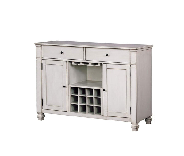 Wooden Server with Two Door Cabinets and Two Drawers, White