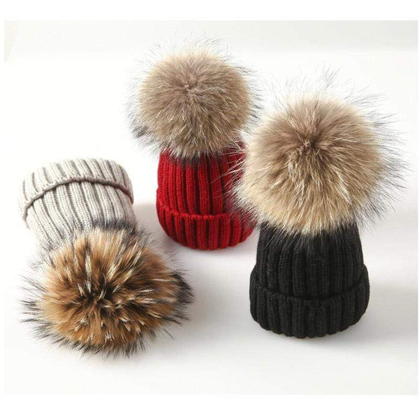 Winter Brand Female Fur Pom Poms hat Winter Hat For Women Girl 's Hat Knitted Beanies Cap Hat Thick Women Skullies Beanies AExp