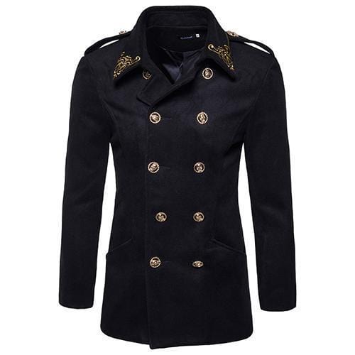 Winter Coat mens tops clothing brand fashion windbreaker coat new 2018 men casual Chinese style Embroidery woolen overcoat S-XXL-Black-S-JadeMoghul Inc.