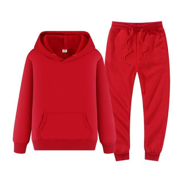 winter hoodies suits men fashion Fleece red hoodie black Brand pants Casual Jogger suit tracksuit sweatshirt woman pullover JadeMoghul Inc. 