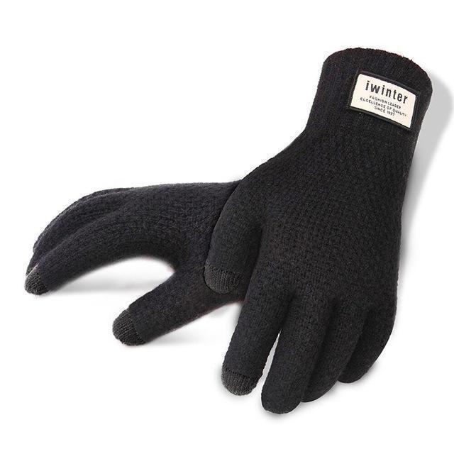 Winter Knitted Gloves / High Quality Warm Cashmere Solid Gloves-Black-One Size-JadeMoghul Inc.