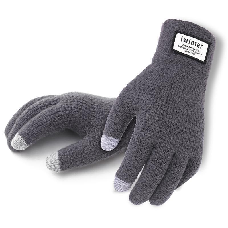 Winter Knitted Gloves / High Quality Warm Cashmere Solid Gloves-Black-One Size-JadeMoghul Inc.