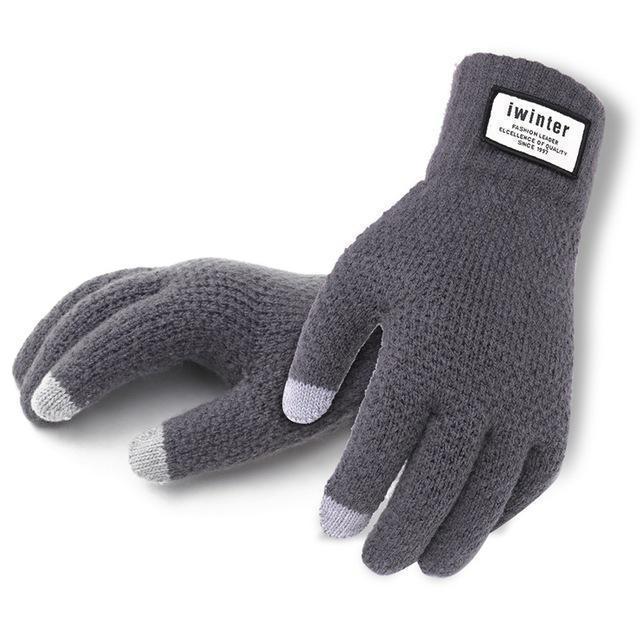Winter Knitted Gloves / High Quality Warm Cashmere Solid Gloves-Gray-One Size-JadeMoghul Inc.