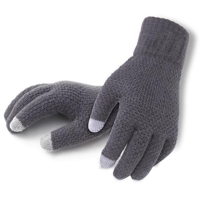Winter Knitted Gloves / High Quality Warm Cashmere Solid Gloves-GrayNoLogo-One Size-JadeMoghul Inc.