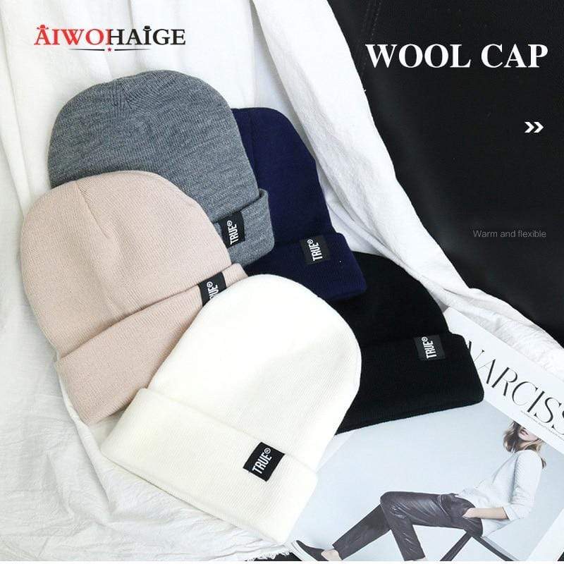 Winter Knitted Skullies Beanies Winter Letter True Hat Soft Hip Hop Hat For Men Women Casual Beanies Bonnet Unisex Solid Cap JadeMoghul Inc. 