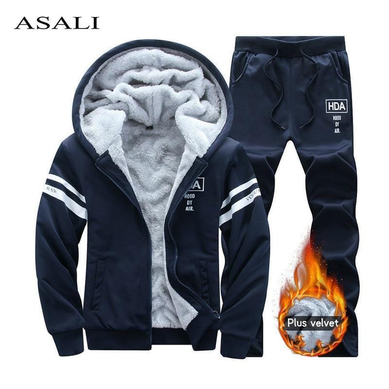 Winter Tracksuits For Men - Thick Fleece Hoodie & Pants Suit