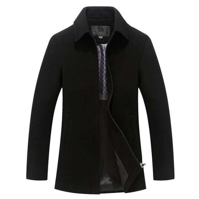 Winter Trench Coat - Men Casual Slim Fit Jacket-Black-S-JadeMoghul Inc.