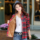 Winter Warm Faux fur Lined Jacket /Plaid Shirt Style Coat-02-L-JadeMoghul Inc.
