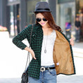 Winter Warm Faux fur Lined Jacket /Plaid Shirt Style Coat-08-L-JadeMoghul Inc.