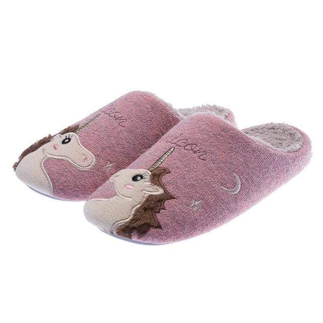 Winter Warm Home Women Fur Slippers Cute Fox Unicorn Bear Animals Indoor Cartoon Ladies Slippers Soft Memory Foam Couples Shoes JadeMoghul Inc. 