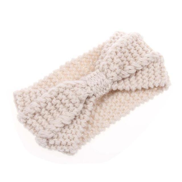 Winter Warmer Ear Knitted Headband Turban For Lady Women Crochet Bow Stretch Hairband Headwrap Hair Accessories-White-JadeMoghul Inc.