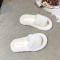 Winter Women House Furry Slippers Fashion Faux Fur Warm Shoes Women Slip on Flats Female Home Slides Black Plush Slippers AExp
