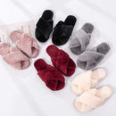 Winter Women House Slippers Faux Fur Fashion Warm Shoes Woman Slip on Flats Female Slides Black Pink cozy home  furry slippers AExp