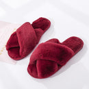 Winter Women House Slippers Faux Fur Fashion Warm Shoes Woman Slip on Flats Female Slides Black Pink cozy home  furry slippers AExp