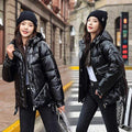 Winter women short parkas jackets casual female thicken warm hooded jackets coat windprood shiny big pocket jackets JadeMoghul Inc. 