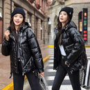 Winter women short parkas jackets casual female thicken warm hooded jackets coat windprood shiny big pocket jackets JadeMoghul Inc. 