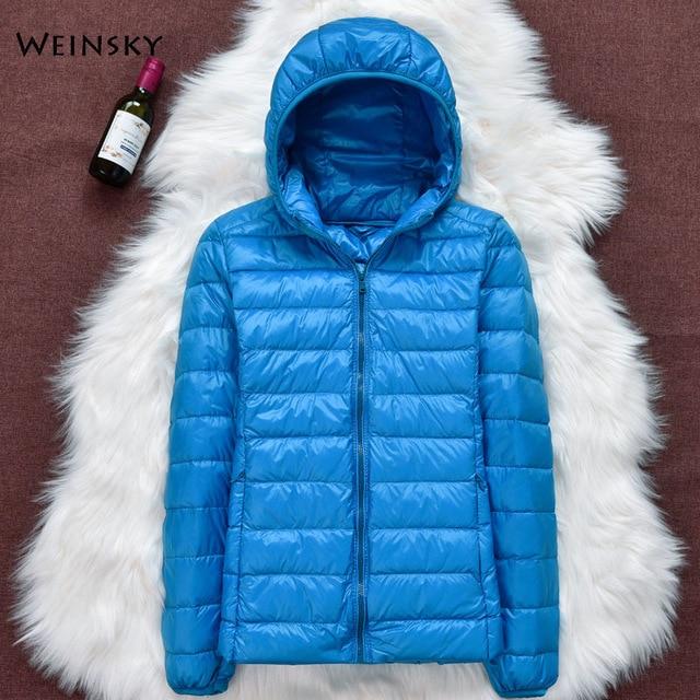 Winter Women Ultralight Thin Down Jacket White Duck Down Hooded Jackets Long Sleeve Warm Coat Parka Female Portable Outwear JadeMoghul Inc. 