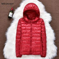 Winter Women Ultralight Thin Down Jacket White Duck Down Hooded Jackets Long Sleeve Warm Coat Parka Female Portable Outwear JadeMoghul Inc. 