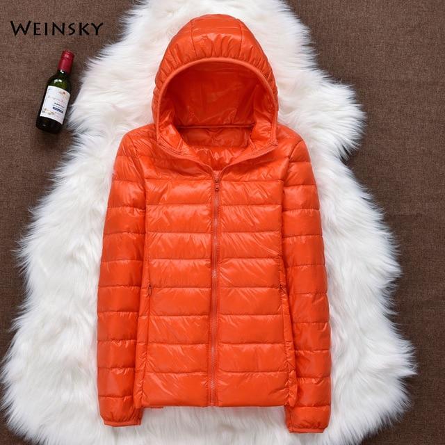 Winter Women Ultralight Thin Down Jacket White Duck Down Hooded Jackets Long Sleeve Warm Coat Parka Female Portable Outwear JadeMoghul Inc. 