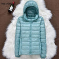 Winter Women Ultralight Thin Down Jacket White Duck Down Hooded Jackets Long Sleeve Warm Coat Parka Female Portable Outwear JadeMoghul Inc. 