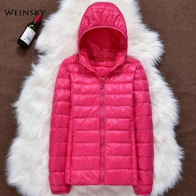 Winter Women Ultralight Thin Down Jacket White Duck Down Hooded Jackets Long Sleeve Warm Coat Parka Female Portable Outwear JadeMoghul Inc. 
