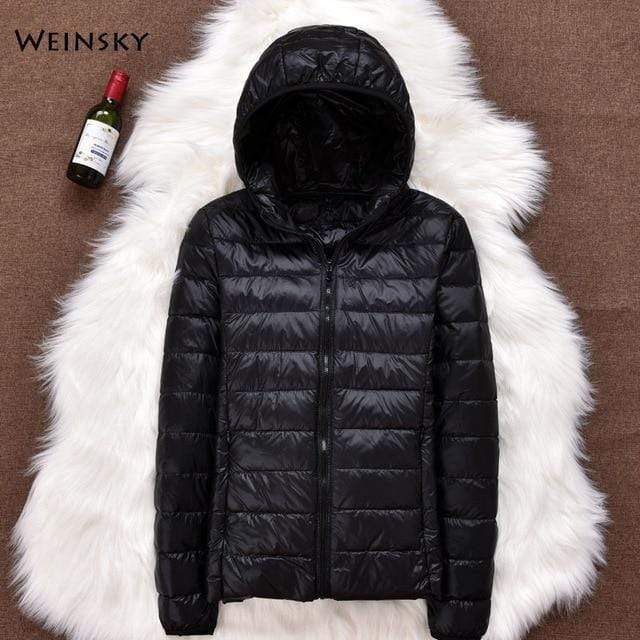 Winter Women Ultralight Thin Down Jacket White Duck Down Hooded Jackets Long Sleeve Warm Coat Parka Female Portable Outwear JadeMoghul Inc. 