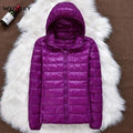 Winter Women Ultralight Thin Down Jacket White Duck Down Hooded Jackets Long Sleeve Warm Coat Parka Female Portable Outwear JadeMoghul Inc. 
