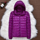 Winter Women Ultralight Thin Down Jacket White Duck Down Hooded Jackets Long Sleeve Warm Coat Parka Female Portable Outwear JadeMoghul Inc. 