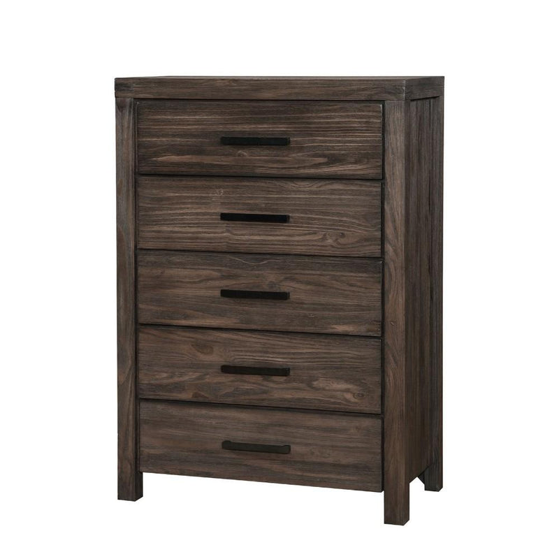 Wire-Brushed Wooden Chest With Metal Bar Handles, Dark Gray-Storage Chests-Dark Gray-Solid Wood Wood Veneer & Others-JadeMoghul Inc.