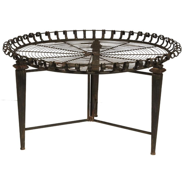 Wire Framed Round Metal Table, Brown-Tables-Brown-Metal-JadeMoghul Inc.