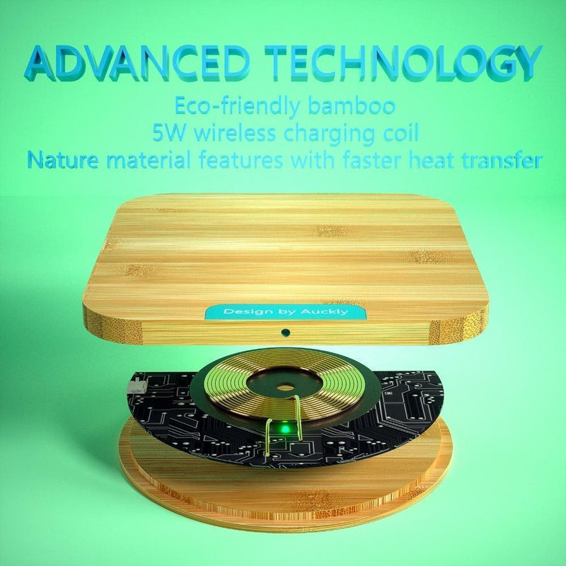 Wireless Charger, Auckly Bamboo Qi Wireless Charging Pad Ultra Slim for iPhone 8/ 8 Plusand Samsung Galaxy s9/s9plus iphone x-Russian Federation-Universal-JadeMoghul Inc.