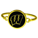 Wisconsin Badgers Gold Tone Bangle Bracelet-NCAA,Wisconsin Badgers,Jewelry & Accessories-JadeMoghul Inc.