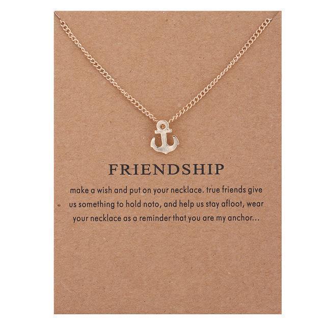 With Card Alloy Key Star Infinity Anchor Drop Gold-color Shorts Clavicle Chains Fashion Necklaces & Pendants Wholesale-Boat anchor card-JadeMoghul Inc.