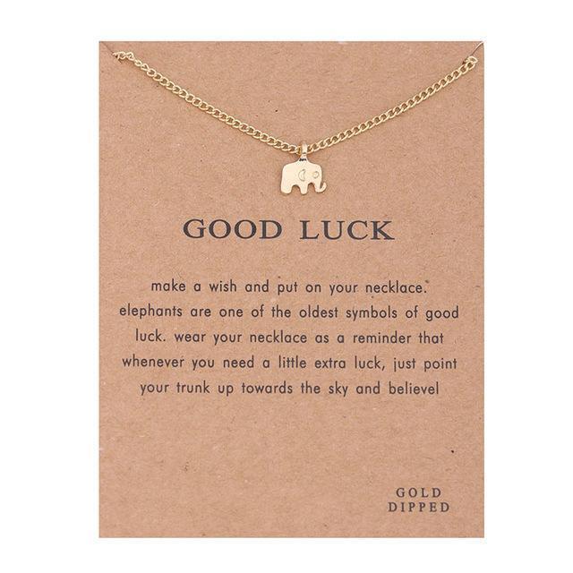 With Card Alloy Key Star Infinity Anchor Drop Gold-color Shorts Clavicle Chains Fashion Necklaces & Pendants Wholesale-Elephant card-JadeMoghul Inc.