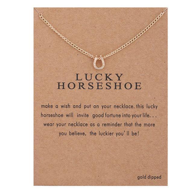 With Card Alloy Key Star Infinity Anchor Drop Gold-color Shorts Clavicle Chains Fashion Necklaces & Pendants Wholesale-Horseshoe card-JadeMoghul Inc.