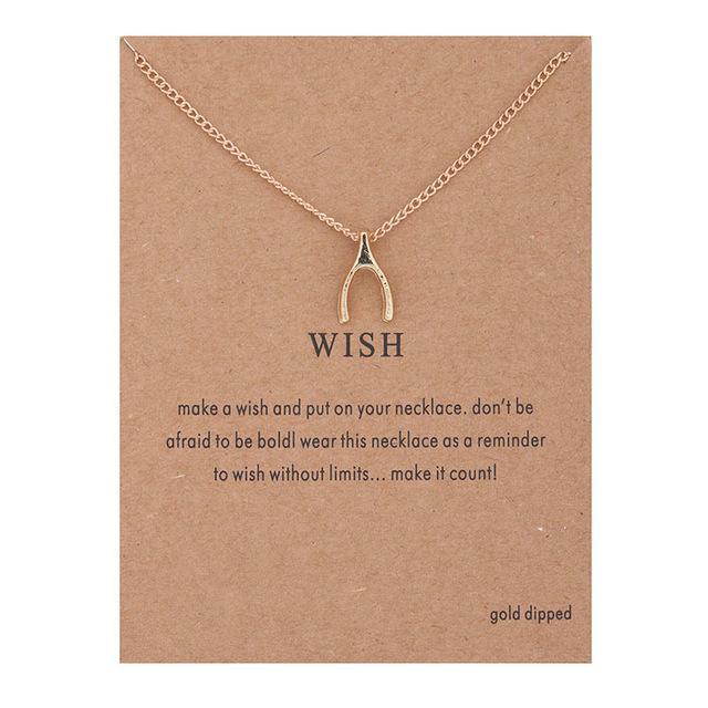 With Card Alloy Key Star Infinity Anchor Drop Gold-color Shorts Clavicle Chains Fashion Necklaces & Pendants Wholesale-Wishbone card-JadeMoghul Inc.