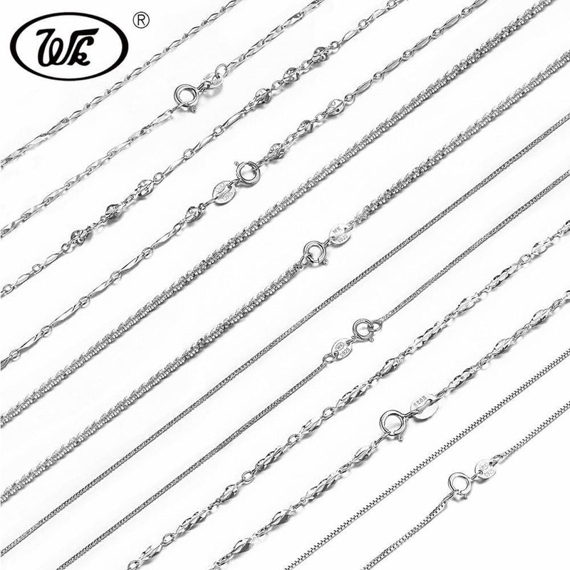 WK Real Pure 925 Sterling Silver Chain Necklace For Women Female Girls 16 18 Inch Snake Rope Link Chain Jewelry Wholesale Gift-NA006 D-18 INCH (45CM)-JadeMoghul Inc.