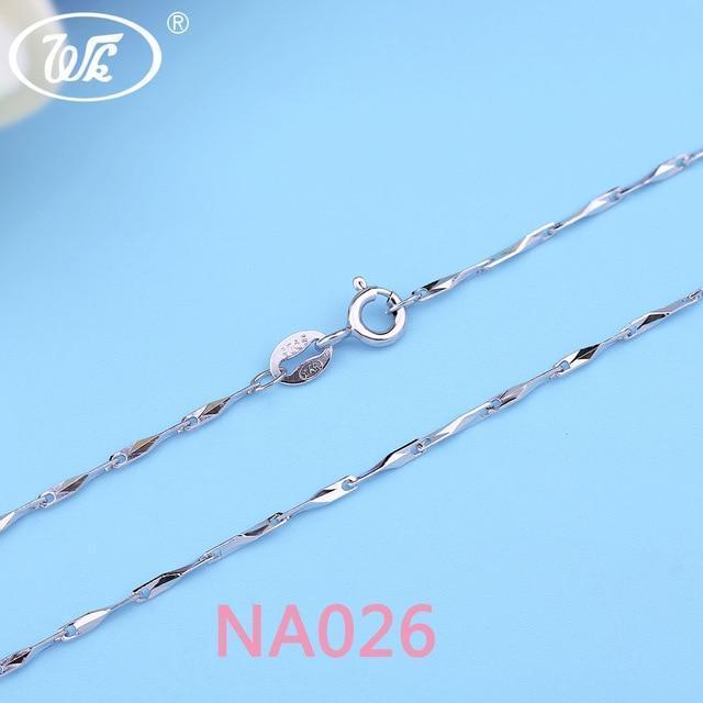 WK Real Pure 925 Sterling Silver Chain Necklace For Women Female Girls 16 18 Inch Snake Rope Link Chain Jewelry Wholesale Gift-NA026 O-18 INCH (45CM)-JadeMoghul Inc.