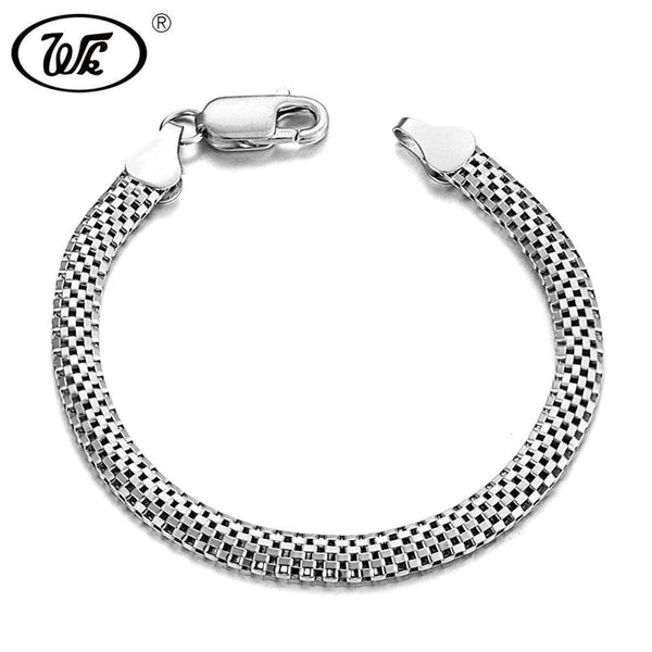 WK Real Pure 925 Sterling Silver Snake Chain Bracelet For Men Women Flat 6MM 17CM Vintage Bangle Bracelets Wholesale OQ BM001--JadeMoghul Inc.