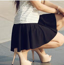 WKOUD M-5XL Plus Size Shorts Skirts Women's Solid Mini Pleated Skirt Fashion High Waist Casual Wear DK6023-black-One Size-JadeMoghul Inc.