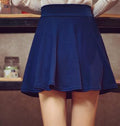 WKOUD M-5XL Plus Size Shorts Skirts Women's Solid Mini Pleated Skirt Fashion High Waist Casual Wear DK6023-nevy blue-One Size-JadeMoghul Inc.