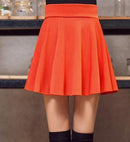 WKOUD M-5XL Plus Size Shorts Skirts Women's Solid Mini Pleated Skirt Fashion High Waist Casual Wear DK6023-orange-One Size-JadeMoghul Inc.