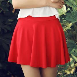 WKOUD M-5XL Plus Size Shorts Skirts Women's Solid Mini Pleated Skirt Fashion High Waist Casual Wear DK6023-red-One Size-JadeMoghul Inc.