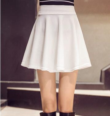 WKOUD M-5XL Plus Size Shorts Skirts Women's Solid Mini Pleated Skirt Fashion High Waist Casual Wear DK6023-white-One Size-JadeMoghul Inc.