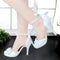 Woman Wedding Shoes White Ivory High Heel Round Toe Platform Pearls Ankle Strap Bow Satin Lady Prom Evening Bridal Pumps EP11074-white-5-China-JadeMoghul Inc.