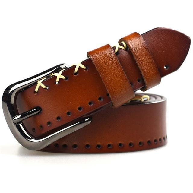 Women 100% Real Cowhide Leather Belt-Orange-110cm-JadeMoghul Inc.